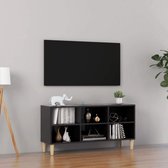 Tv-meubel met houten poten 103,5x30x50 cm hoogglans zwart