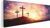 Artaza Canvas Schilderij Kruisiging van Jezus Christus - Drie Kruisen - 60x20 - Foto Op Canvas - Canvas Print