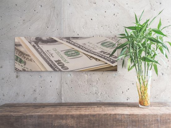 Artaza Canvas Schilderij Dollar Geld Briefjes - 60x20 - Foto Op Canvas - Canvas Print