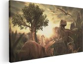 Artaza Canvas Schilderij Dinosauriërs in de Natuur - Dino's  - 120x60 - Groot - Foto Op Canvas - Canvas Print