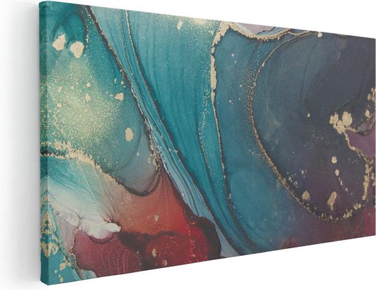Tableau D'art Abstrait Moderne Sur Toile - Dimensions 100x50 Cm - Couleurs Vert, Noir, Gris