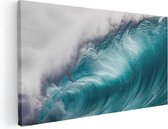 Artaza Canvas Schilderij Grote Golfen op de Helder Blauwe Zee - 100x50 - Groot - Foto Op Canvas - Canvas Print