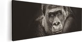 Artaza Canvas Schilderij Gorilla - Zwart Wit - 120x40 - Groot - Foto Op Canvas - Canvas Print