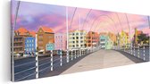 Artaza Canvas Schilderij Willemstad Gekleurde Huisjes in Curaçao  - 90x30 - Foto Op Canvas - Canvas Print