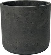 Pot Rough Charlie S Black Washed Fiberclay 15x15 cm zwarte ronde bloempot