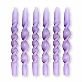 TWIST'D - Gedraaide kaarsen set - lila - 6 stuks - 29 cm - dinerkaars - kaarsen - twisted candles - swirl kaarsen