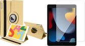 Hoes en Screenprotector geschikt voor iPad 10.2 2021 - 360 Graden Book Case Goud