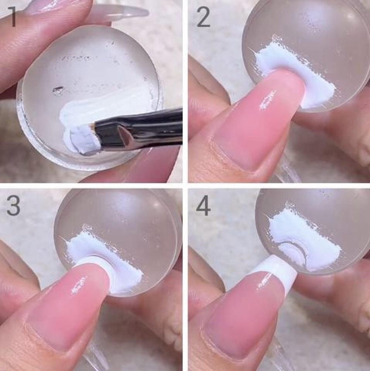 Jinius ® - Nagelstempel doorzichtig - Dubbele siliconen gel stamper - French manicure tip stempel - Nagelstempel met schraper - Nail art jelly stamp - Nagel stempel kussen