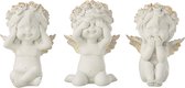 J-Line Engel Horen/Zien/Zwijgen Poly Wit/Goud Large Assortiment Van 3