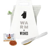 Cadeau verse thee met filter in zak + koekje + honing - kerst warm wishes | Cadeautje door de brievenbus