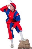 Piet Kostuum | Blauw-Rode Piet Bi-Stretch | Man | Maat 58 | Sinterklaas | Verkleedkleding