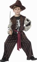 Wilbers & Wilbers - Piraat & Viking Kostuum - Creepy Piraat Met Geraamte - Jongen - Bruin - Maat 128 - Carnavalskleding - Verkleedkleding