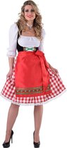 Luxe knielange dirndl voor Oktoberfest met wit vast blousje en rood schort | Dames maat XS (32/34)