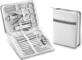 NCPS Professionele Manicure Set / Pedicure Set | 26-Delig | Opbergetui | Reisset | Nagelschaar | Nagelknipper | Nagelverzorging | Voor Mannen en Vrouwen | Wit