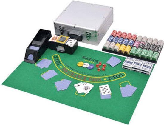 Afbeelding van het spel Pokerset met 600 aluminium chips – blackjack