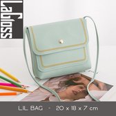 Lagloss Fashion Bag Tas Mode Mint - Klein Modisch Vierkant Tasje - Type Lil Bag - Stiksels SchouderTas - 20x15x6 cm