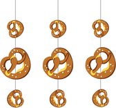 3x stuks oktoberfest versiering - Decoratie thema hangslinger met pretzels 75 x 28 cm