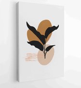 Canvas schilderij - Botanical wall art vector set. Earth tone boho foliage line art drawing with abstract shape. 1 -    – 1888031884 - 50*40 Vertical