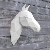 3D Papercraft Kit Paard – Compleet knutselpakket met snijmat, liniaal, vouwbeen, mesje – 40 x 33 cm – Wit