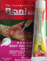 Henna tattoo inkt pasta cone tube 30gr tijdelijke neptatoo voor creativiteit-bodyart-festival extra donker Rani kone