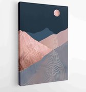 Canvas schilderij - Gold mountain background vector. Mid century landscape art with sun and moon, Sea and Ocean 3 -    – 1922734949 - 80*60 Vertical