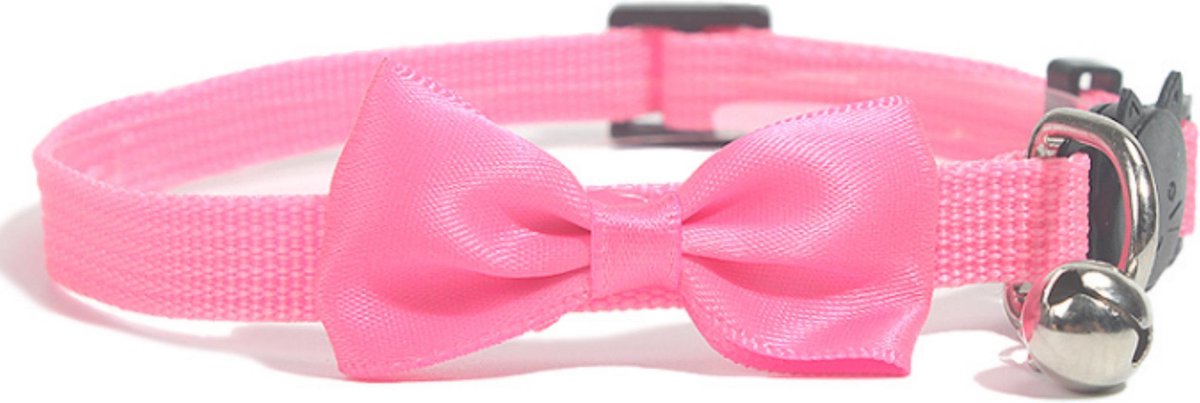 Bol.com Kattenhalsband met strikje en belletje - Verstelbaar - 19 / 32 cm - Kattenbandje - Halsband kat - Cat - Kitten - Katten ... aanbieding