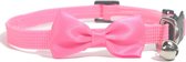Kattenhalsband met strikje en belletje - Verstelbaar - 19 / 32 cm - Kattenbandje - Halsband kat - Cat - Kitten - Katten halsband - Roze