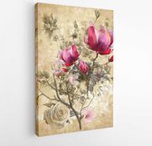 Canvas schilderij - Abstract art colorful flowers painting. Spring multicolored illustration  -  1494163607 - 115*75 Vertical