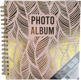 Fotoalbum LEAFS - Roze met goud - 120 foto's - 11,4 x 15,5 - Gecertificeerd hout - Verantwoord hout