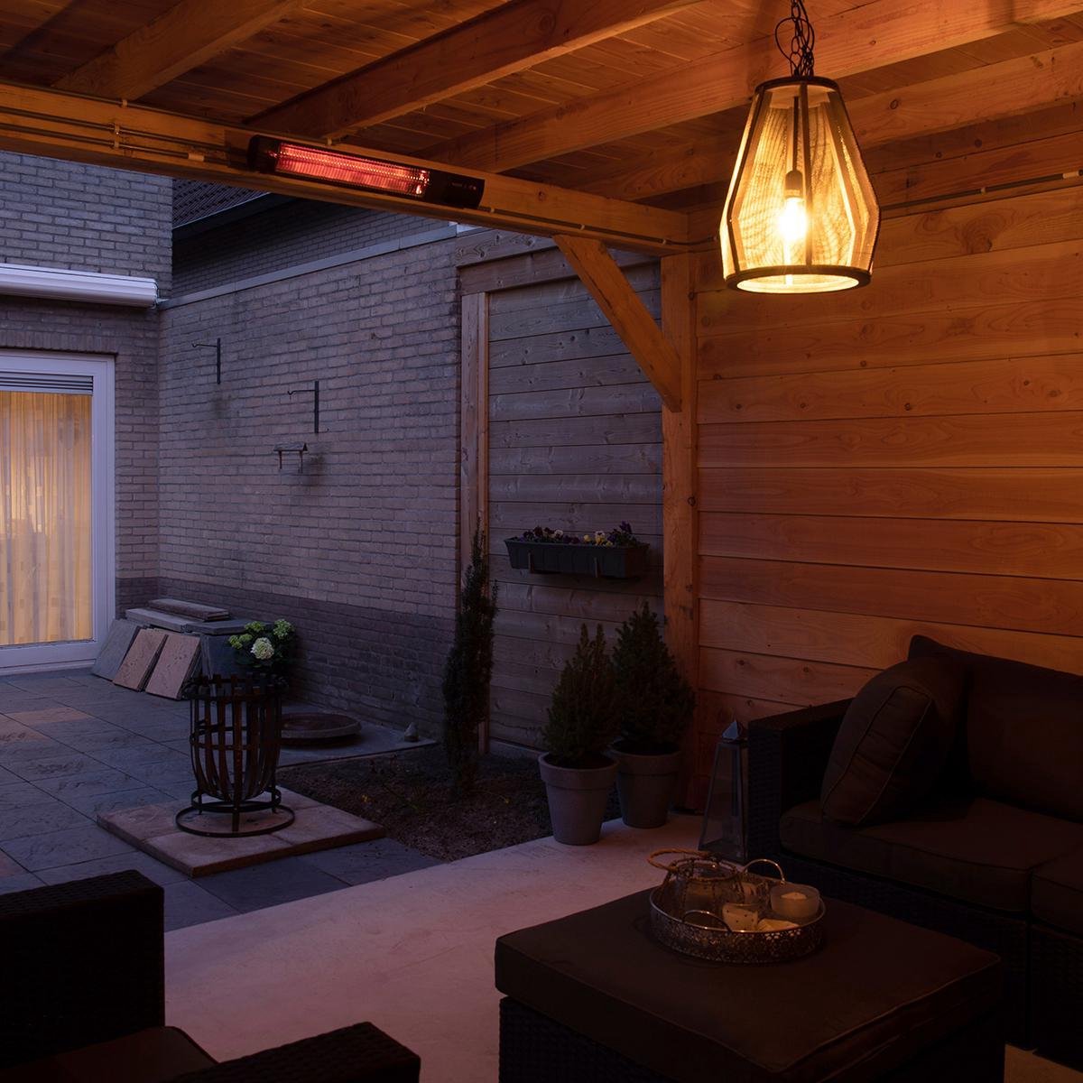 Sunred - Terrasverwarmer - Dark lijn - Zwart - Wand model - Carbon rosé goud technologie - 2500 W - ECO - 3 standen - Afstand bestuurbaar - Elektrische heater – foto 7