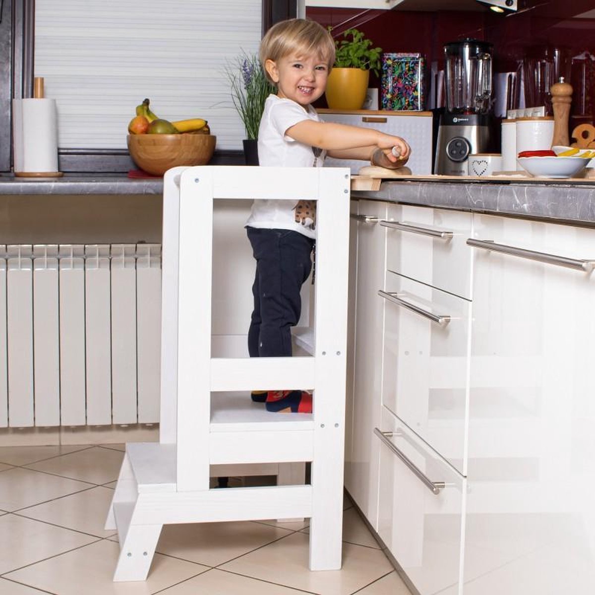 Springos kitchen helper pour enfants 90x39x52 cm tour d'apprentissage tour d 'observation pour enfants montessori - Conforama