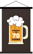 Porte-affiche avec affiche - Affiche scolaire - Anniversaire - Fête - 70 ans - 60x90 cm - Lattes noires