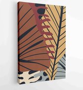 Canvas schilderij - Botanical wall art vector set. Earth tone boho foliage line art drawing with abstract shape. 2 -    – 1843215844 - 80*60 Vertical