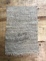 Shabby linnen doek | 30x45 cm | Merry christmas | Kerst sierdoek | Cadeau artikel | Was baar op 30 graden