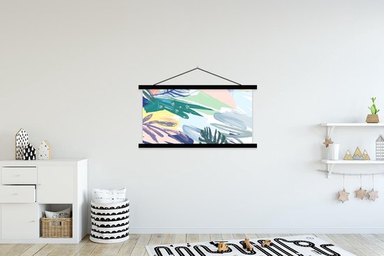 Porte-affiche avec affiche - Affiche scolaire - Été - Couleur - Abstrait - 120x60 cm - Lattes noires