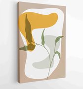 Canvas schilderij - Earth tone boho foliage line art drawing with abstract shape. Abstract Plant Art design for print, cover, wallpaper, Minimal and natural wall art. 2 -    – 1839