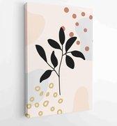 Canvas schilderij - Botanical wall art vector set. Foliage line art drawing with abstract shape. 1 -    – 1861710919 - 80*60 Vertical