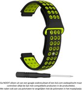Zwart Neon Geel siliconen sporthorloge bandje voor de Garmin Forerunner 220, 230, 235, 620, 630, 735XT, Approach S20, S5 & S6 – Maat: zie maatfoto - horlogeband - polsband - strap - siliconen - rubber