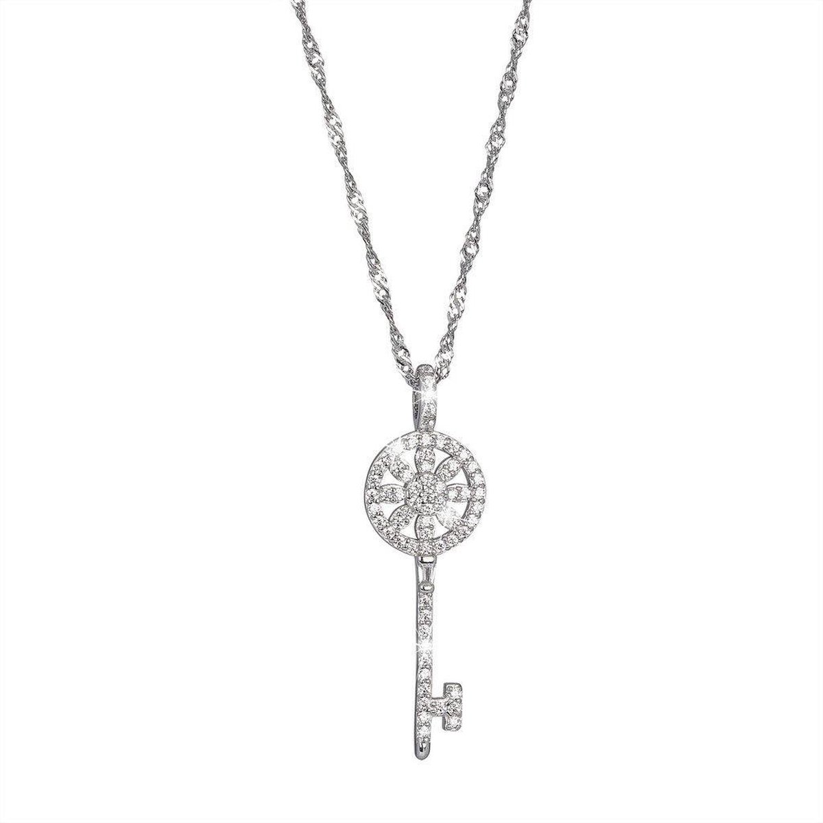 Di Lusso - Collier Tours - Zirkonia - Zilver 925 - Dames - 45 cm
