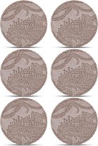 S&P Onderzetters voor glazen - Bloem patroon - Bruin/Beige - 6 stuks - Ø 10 cm