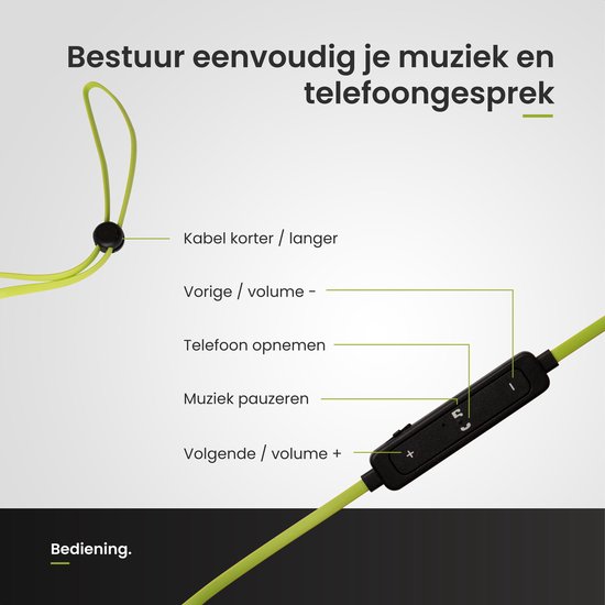 MANI- Bluetooth Oordopjes Draadloos - Geschikt voor Android, Samsung en Apple- In ear oortjes handig voor Hardlopen en Sport- Zwart/Geel - MANI