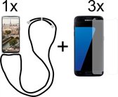 Samsung S7 Hoesje - Samsung Galaxy S7 hoesje met koord transparant shock proof case - 3x Samsung S7 screenprotector