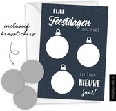 Kerstkaart met envelop - Persoonlijke kraskaarten - nieuwjaarskaarten - diy zelf maken - blauw/zilver