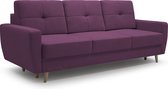 InspireMe - 3-zitsbank voor woonkamer, slaapbank, sofa met slaapfunctie en opbergruimte, moderne bank, 3-zits - 231x92x90 cm, 202x141cm - ELDE (Roze)
