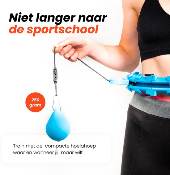 EdelSport - Fitness Hoelahoep – Hoepel- Hula Hoop fitness- Hoelahoep met gewicht - Massage – Thuis Sporten – Afvallen – Buikspieren – Blauw