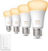 Philips Hue E27 White Ambiance Uitbreidingspakket - 4 Hue Lampen en Dimmer Switch - Warm tot Koelwit Licht - Dimbaar