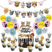 Ensemble de décoration de fête d'anniversaire ballon TDR-Cat avec thème de chat pour animaux de compagnie 44- Ensemble de pièces
