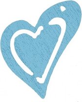 houten harten 2,5 x 2,2 cm turquoise 20 stuks