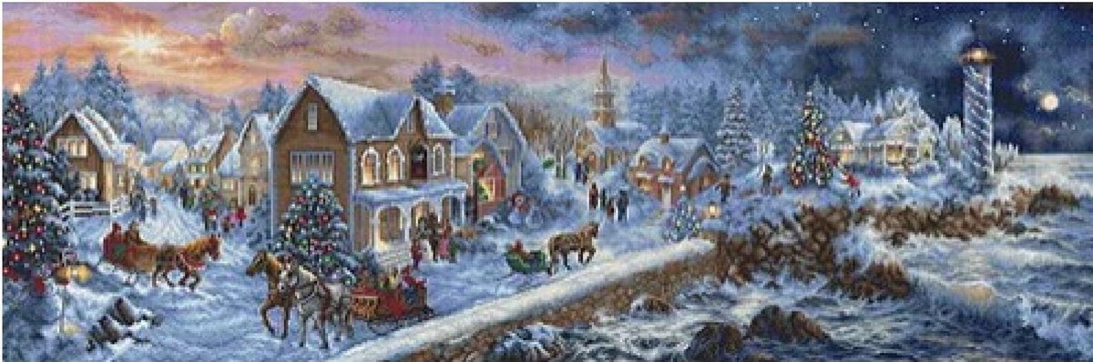 Borduurpakket - LETI 8007 - Holiday at Seaside (by Nicky Boehme's Painting) KINGSIZE - telpatroon om te borduren