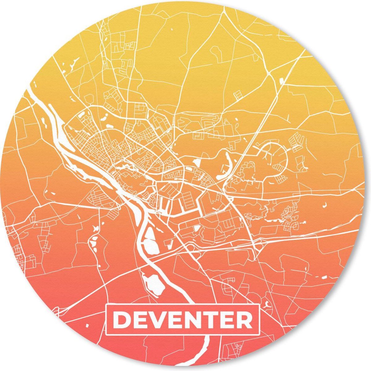Muismat rond 20x20 cm - Mousepad Stadskaart - Deventer - Nederland - Ronde muismatten